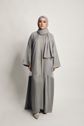 Adwa Overlay Abaya Dress Steel Grey